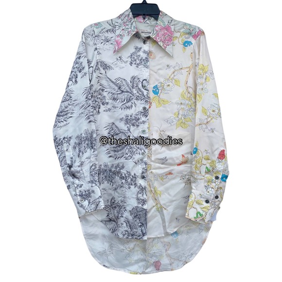 ZADIG & VOLTAIRE Tais 70 Shirt Floral Animal Print Silk Top Blouse - Picture 4 of 7